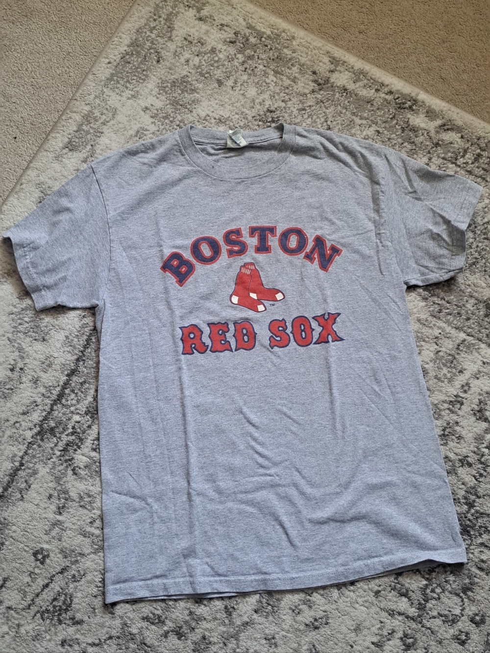 Delta Gray T‑Shirt with Red and Blue Logo